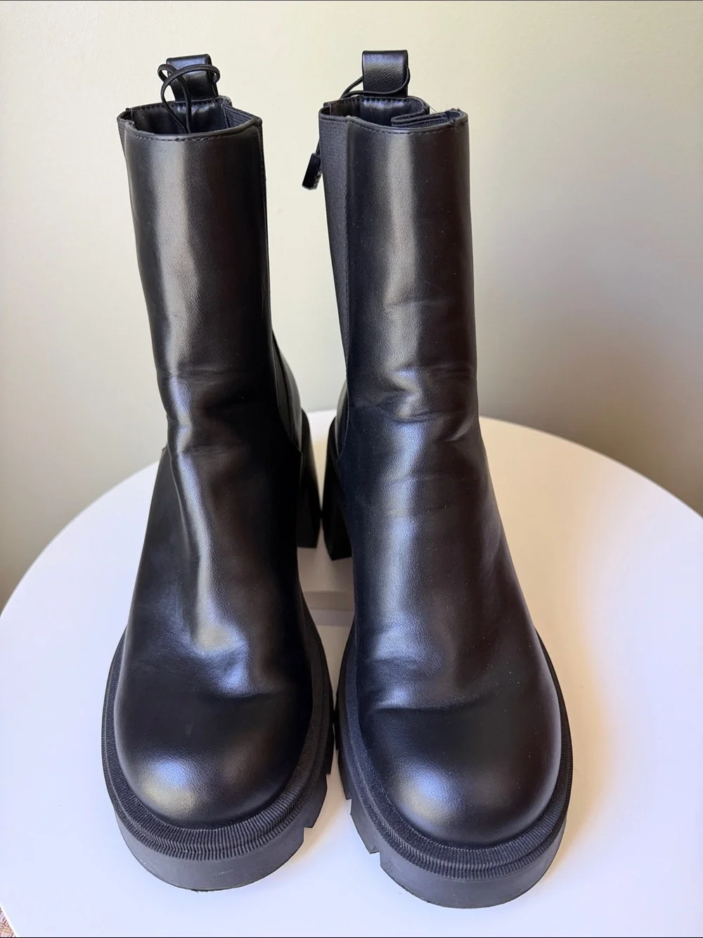 Zara Chunky Chelsea Boots Black Lug Sole Platform Ankle Boots EU 39 US 8.5